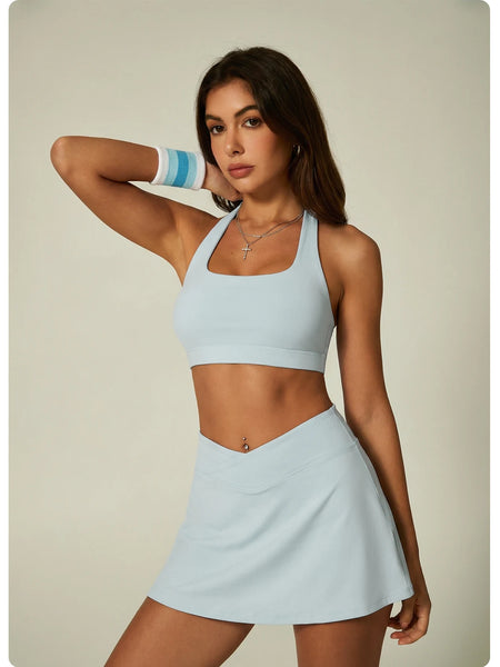Women's 2-Piece Padel Outfit with Halter Sports Bra