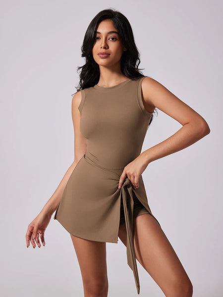 Women's Sleeveless padel Dress with Built-In Chest Pads
