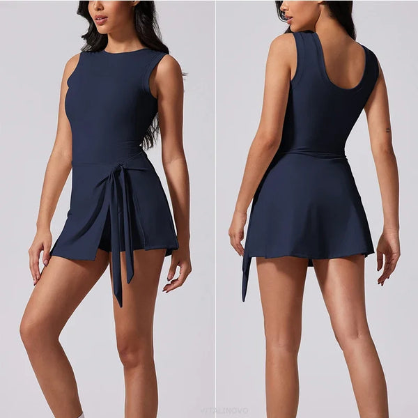 Women's Sleeveless padel Dress with Built-In Chest Pads