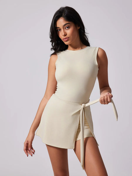 Women's Sleeveless padel Dress with Built-In Chest Pads