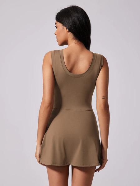 Women's Sleeveless padel Dress with Built-In Chest Pads
