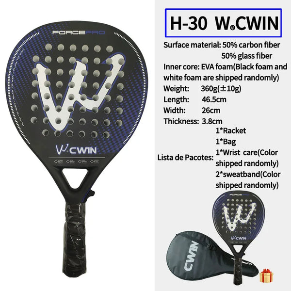 Padel racket  50% carbon fiber 50% glass fiber