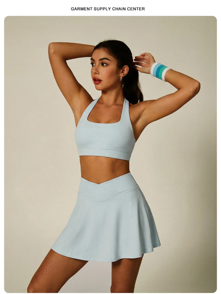 Women's 2-Piece Padel Outfit with Halter Sports Bra