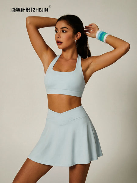 Women's 2-Piece Padel Outfit with Halter Sports Bra