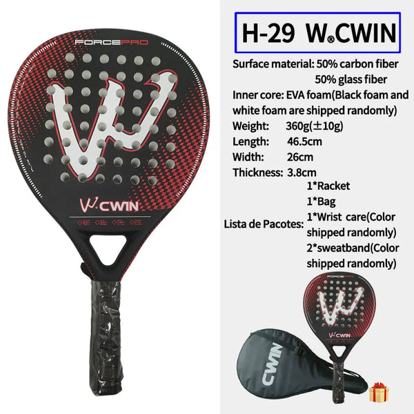 Padel racket  50% carbon fiber 50% glass fiber
